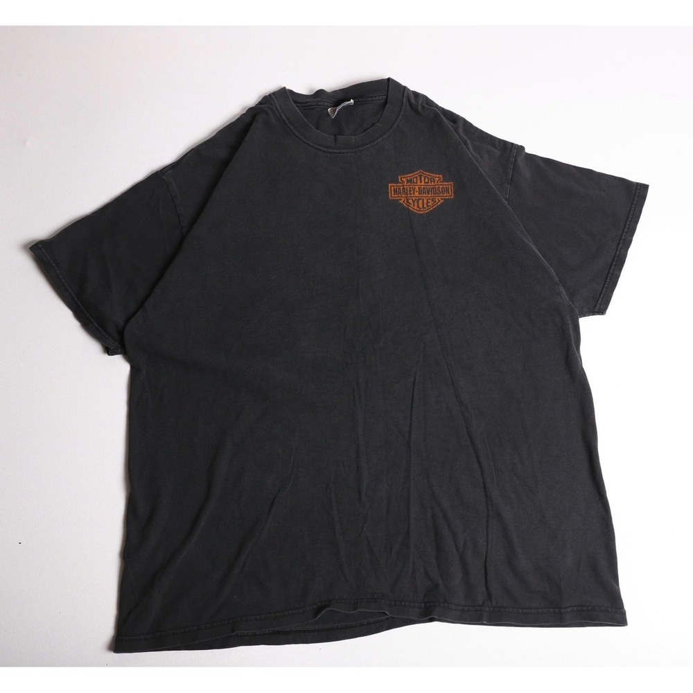Vintage Harley Davidson Cycles Graphic T-Shirt Hanes Beefy-T Faded Black Mens XL